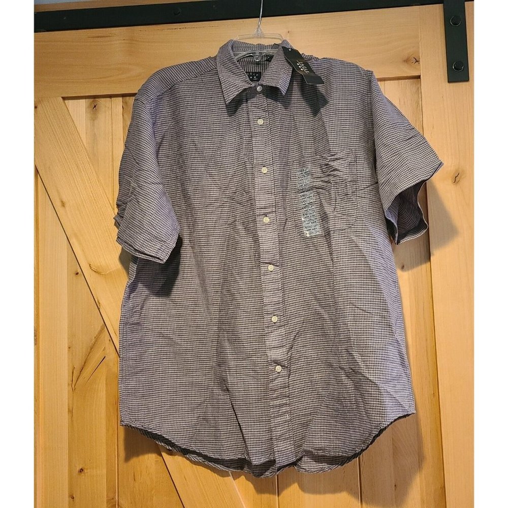 Vintage New! Eagle Mens M Linen Cotton Button Short Sleeve Shirt Gray